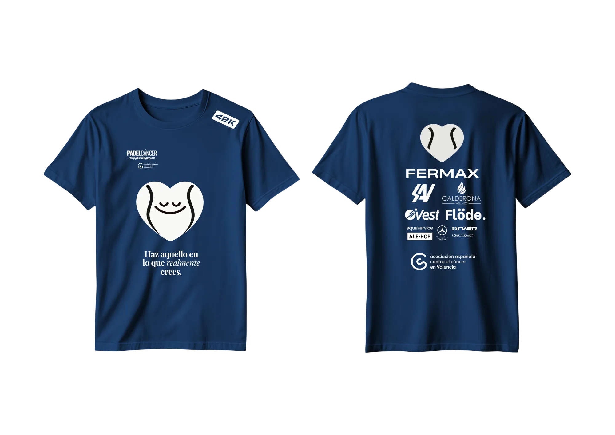 Camiseta oficial del torneo PadelCáncer — delantera y trasera